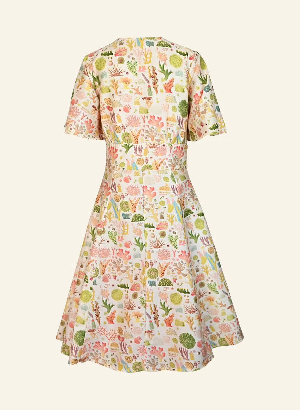 Cream Coral Reef Rita Dress by Palava X Natural History Museum Cream Coral Reef Rita Dress By Palava X Natural History Museum -MODERN MILLIE Shop Rita CreamCoral back