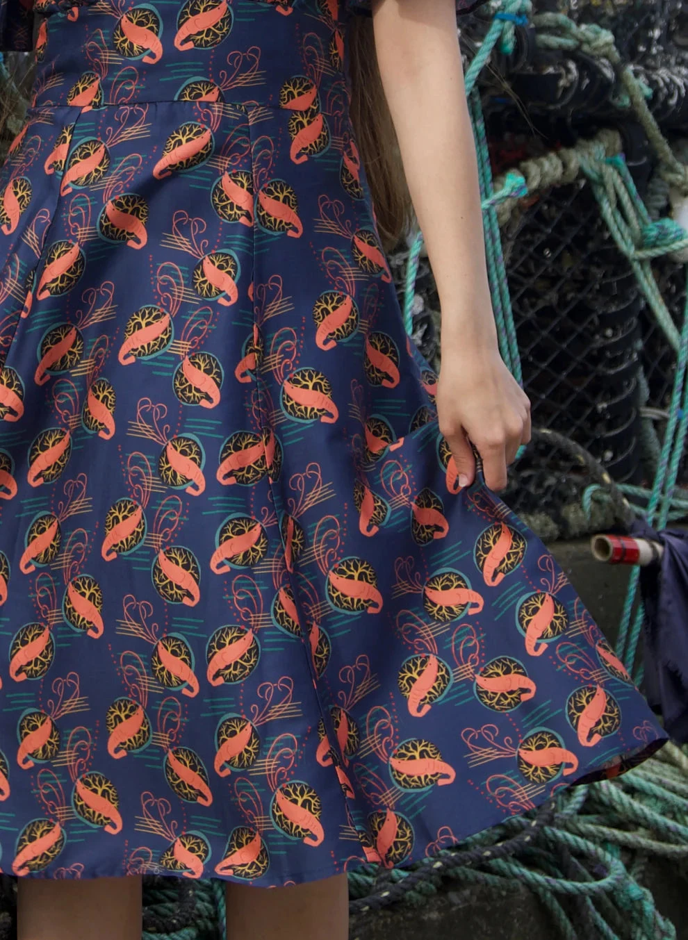 Navy Prawn Cocktail Rita Dress by Palava Navy Prawn Cocktail Rita Dress By Palava -MODERN MILLIE Shop Rita prawncocktail website 3