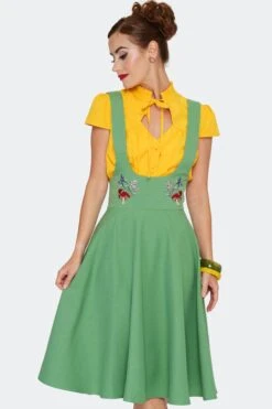 Moth And Mushroom High Waisted Pinafore Skirt By Voodoo Vixen 9 Moth And Mushroom High Waisted Pinafore Skirt By Voodoo Vixen -MODERN MILLIE Shop SKA4087 GRN 04