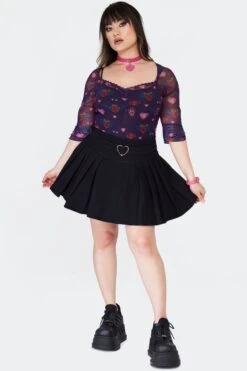 Black Pleated Denim Mini Skirt With A Heart Buckle By Jawbreaker 6 Black Pleated Denim Mini Skirt With A Heart Buckle By Jawbreaker -MODERN MILLIE Shop SKA4101 BLK 01