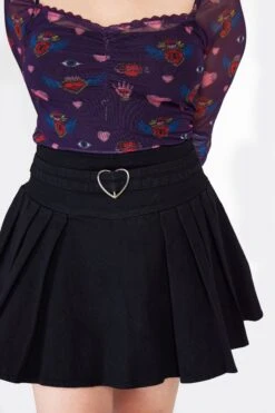 Black Pleated Denim Mini Skirt With A Heart Buckle By Jawbreaker 8 Black Pleated Denim Mini Skirt With A Heart Buckle By Jawbreaker -MODERN MILLIE Shop SKA4101 BLK 03