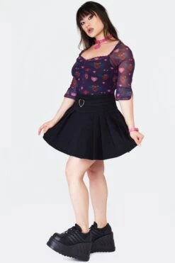 Black Pleated Denim Mini Skirt With A Heart Buckle By Jawbreaker 10 Black Pleated Denim Mini Skirt With A Heart Buckle By Jawbreaker -MODERN MILLIE Shop SKA4101 BLK 05