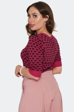 Heart Pullover Sweater In Raspberry Red By Voodoo Vixen 8 Heart Pullover Sweater In Raspberry Red By Voodoo Vixen -MODERN MILLIE Shop SWA7150 RED 02