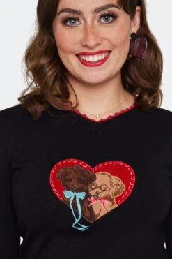 Puppy Love Sweater In Black By Voodoo Vixen -MODERN MILLIE Shop SWA7151 BLK 03