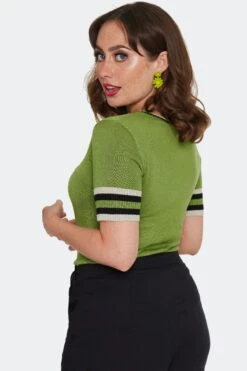 Green Moth Snail And Mushroom Knit Pullover Sweater By Voodoo Vixen -MODERN MILLIE Shop SWA7159 GRN 02