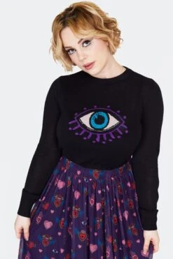 All Seeing Eye Fitted Sweater By Jawbreaker 8 All Seeing Eye Fitted Sweater By Jawbreaker -MODERN MILLIE Shop SWA7171 BLK 01