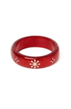 Red Glitter Midi Bangle Bracelet By Splendette In Multiple Sizes