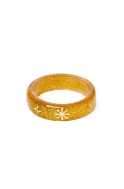 Gold Snowflake Midi Bangle Bracelet By Splendette In Multiple Sizes