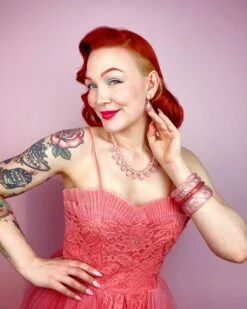 Pink Chiffon Narrow Bangle Bracelet By Splendette -MODERN MILLIE Shop Splendette SS25 Pink 17 16d42606 5ed9 49c9 bbbb 4051bbc7b8c5