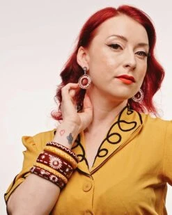 Saddle Brown Earrings By Splendette -MODERN MILLIE Shop Splendette Western Jewellery Mustard Model 4 Crop a74953a4 5a62 4658 9082 075bfeb16edb