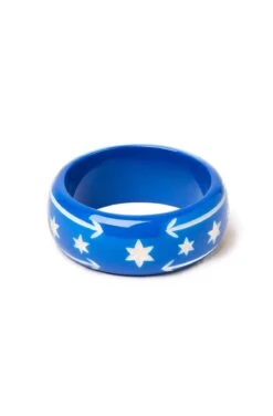 Wide Denim Blue Bangle By Splendette