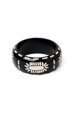 Wide Rebel Black Bangle By Splendette