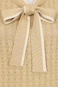 Tan Anchor Pointelle Knit Sleeveless Tina Sweater By Banned -MODERN MILLIE Shop TP10703 Brown 2