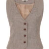 Hallie Brown Houndstooth Fitted Vest By Banned