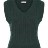 Dark Green Cable Knit Sweater Vest By Banned -MODERN MILLIE Shop VC64010 1