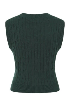 Dark Green Cable Knit Sweater Vest By Banned 4 Dark Green Cable Knit Sweater Vest By Banned -MODERN MILLIE Shop VC64010 3