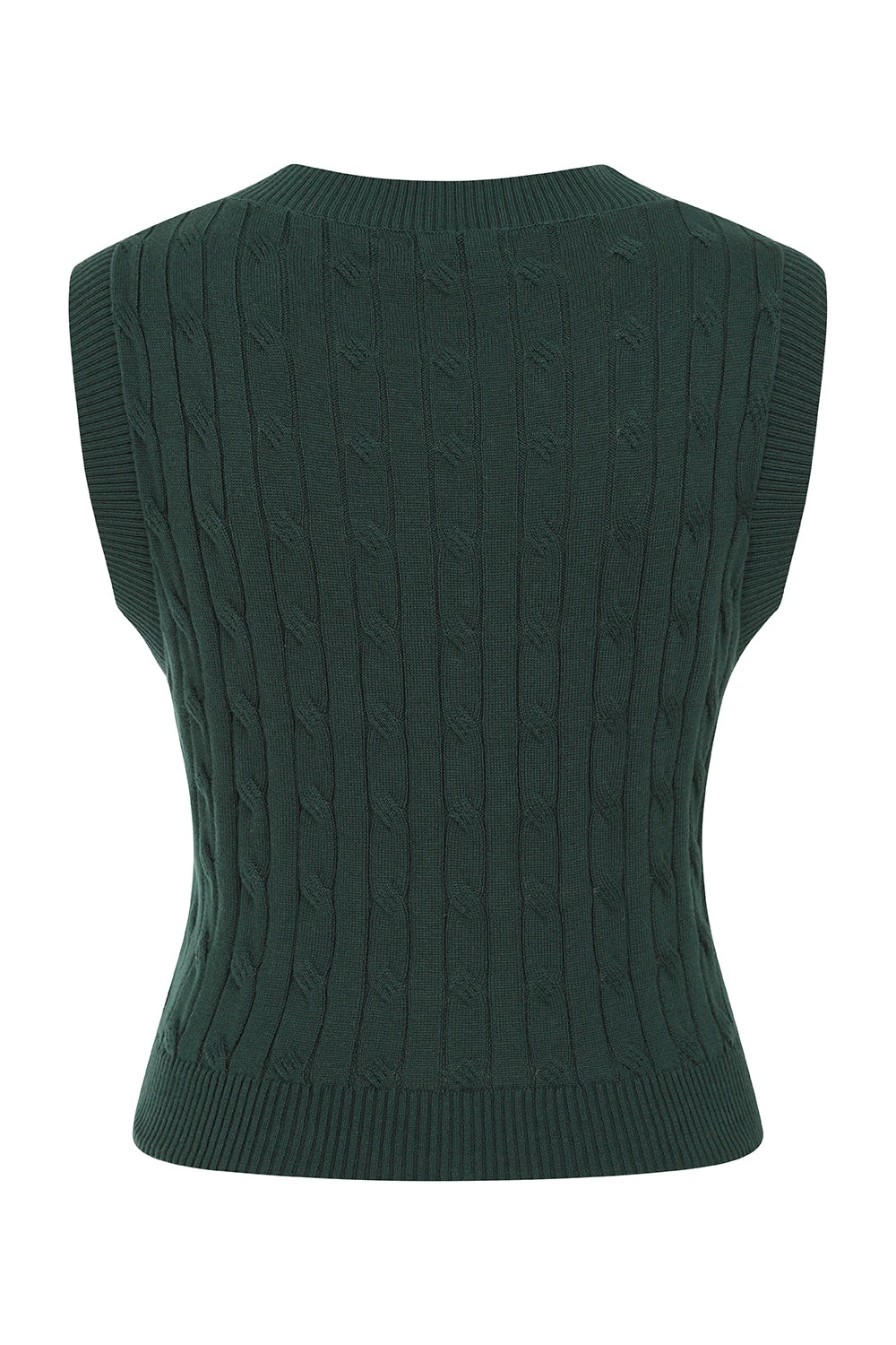 Dark Green Cable Knit Sweater Vest by Banned Dark Green Cable Knit Sweater Vest By Banned -MODERN MILLIE Shop VC64010 3