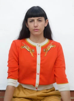 Coral Leaping Tiger Vera Cardigan By Palava -MODERN MILLIE Shop Vera Coral Tigers website 1 e5f3c35f 65ab 49d0 a475 6d8920921b3b