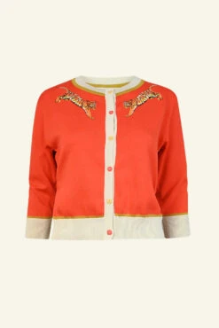 Coral Leaping Tiger Vera Cardigan By Palava -MODERN MILLIE Shop Vera CoralTiger front a0614e27 12d5 4456 8878 36356d853d80