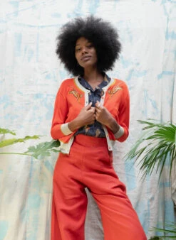 Coral Leaping Tiger Vera Cardigan By Palava -MODERN MILLIE Shop Vera coral tigers website 11