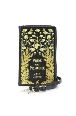 Black Floral Pride And Prejudice Book Cross-body Bag