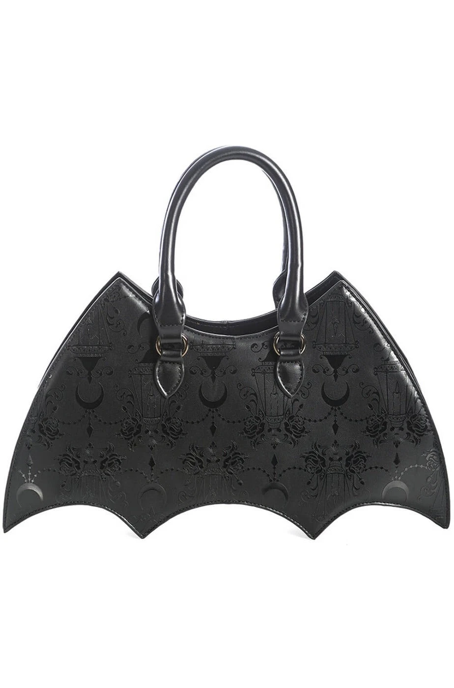Obscure Chandelier Bat Handbag in Black by Banned Obscure Chandelier Bat Handbag In Black By Banned -MODERN MILLIE Shop banned BG34381 obscure chandelier bag blk 0