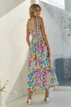 Rainbow Floral Tie-Shoulder Midi Dress -MODERN MILLIE Shop c733eb166475db720e71d137fbfcd37ab8696983e309d9a09e04537bdeb7d10e