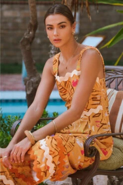 Ric-Rac Cropped Wide Leg Jumpsuit In Tangerine -MODERN MILLIE Shop cefd9360311bfea6fe0b432d96cdd3f8be54cac9cda61cf0b5fb054a93941441