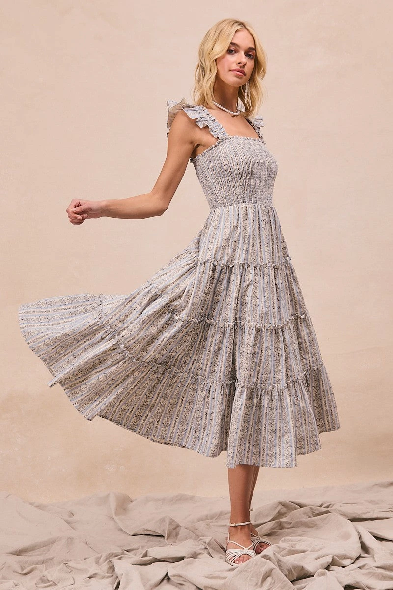 Floral and Striped Smocked Ruffle Sleeve Midi Dress Floral And Striped Smocked Ruffle Sleeve Midi Dress -MODERN MILLIE Shop cf1c4de0 957d 464e bb36 9049538b9eea
