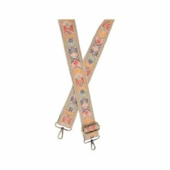 Spring Embroidered 2" Guitar Straps For Handbags In Multiple Patterns! -MODERN MILLIE Shop cream metallic