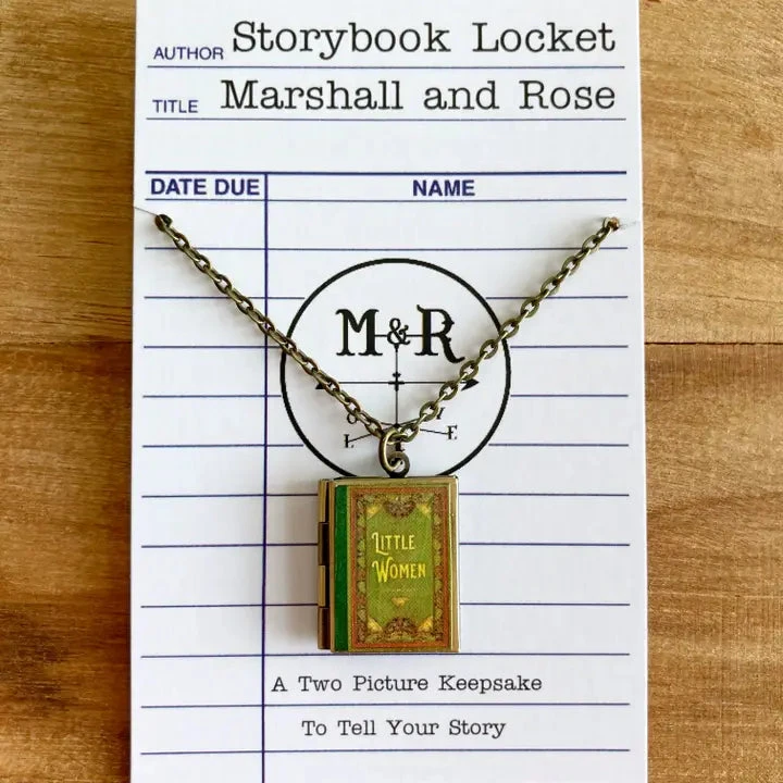 Green Filagree Little Women Book Locket Necklace by Marshall and Rose Green Filagree Little Women Book Locket Necklace By Marshall And Rose -MODERN MILLIE Shop ddb64674ca074c9ef121f75d0f70f9fe4e2b11e1c93a549a4c385bf07264e6f4