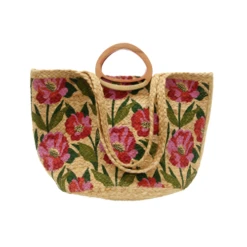 Poppy Painted Nell Wood Handle Jute Tote Bag -MODERN MILLIE Shop download 31