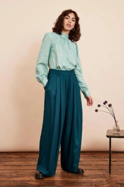 Mabel Wide Leg Pants In Teal By Emily And Fin -MODERN MILLIE Shop e9739236043fd8a7ad4101c01cd86b52eaea3c60f88c13b4d2798a97e7e01e8b
