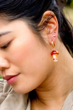 Shroom Boom Earrings In Red By Peter And June