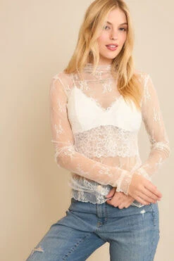 Off-White Mesh Long Sleeve Mock Neck Sheer Top -MODERN MILLIE Shop f18f894b a8db 4282 a52b 81355f7e18ce