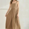 Taupe Crinkled And Cropped Wide Leg Jumpsuit