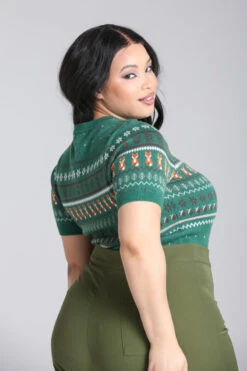 Green Vixey Fox Sweater By Hell Bunny -MODERN MILLIE Shop h60193p vixey jumper grn 03 large 7