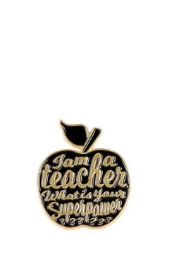 Teacher Apple Enamel Pin In Black Or Red
