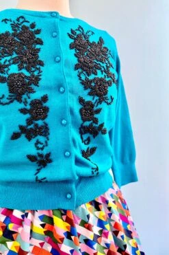 Teal Beaded Angelina Cardigan By Kissing Charlie -MODERN MILLIE Shop image 06513a1e 30b2 430f bdb3 c324891d56c2