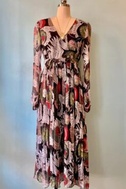 Final Sale Chiffon Pleated Fathomless Midi Dress In Floral Print By Traffic People