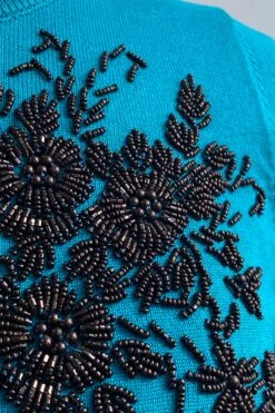 Teal Beaded Angelina Cardigan By Kissing Charlie -MODERN MILLIE Shop image 651773d9 8b7d 429e 847c b51d774088e5