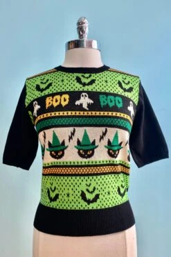 Spooky Boo Short Sleeve Sweater By Banned