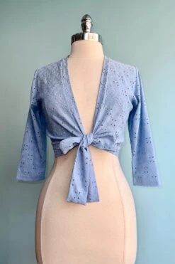 Light Blue Eyelet Sweet Sweater By Heart Of Haute