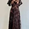 Lydia Wrap Dress In Black Flocked Rose Mesh By Wax Poetic 1 Lydia Wrap Dress In Black Flocked Rose Mesh By Wax Poetic -MODERN MILLIE Shop image b32a3cee 0264 4b0d bd97 f1879ec61f88
