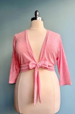 Light Pink Eyelet Sweet Sweater By Heart Of Haute