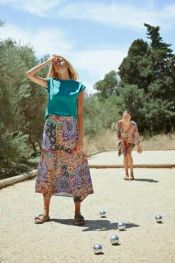 Patchwork Floral Elastic Waist Midi Skirt By Molly Bracken -MODERN MILLIE Shop long ruffled skirt 244c0de5 9b51 450b b48f 8eb68bcec0d0