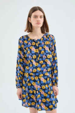 Blue And Pink Floral Top By Compania Fantastica -MODERN MILLIE Shop long sleeved top with floral print