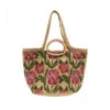 Poppy Painted Nell Wood Handle Jute Tote Bag -MODERN MILLIE Shop m6011 25