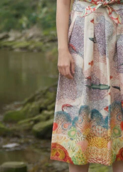 Ivory Coastal Migration Florence Skirt By Palava X Natural History Museum -MODERN MILLIE Shop palava florence coastal migration skirt ivory 0