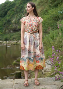 Ivory Coastal Migration Florence Skirt By Palava X Natural History Museum -MODERN MILLIE Shop palava florence coastal migration skirt ivory 3